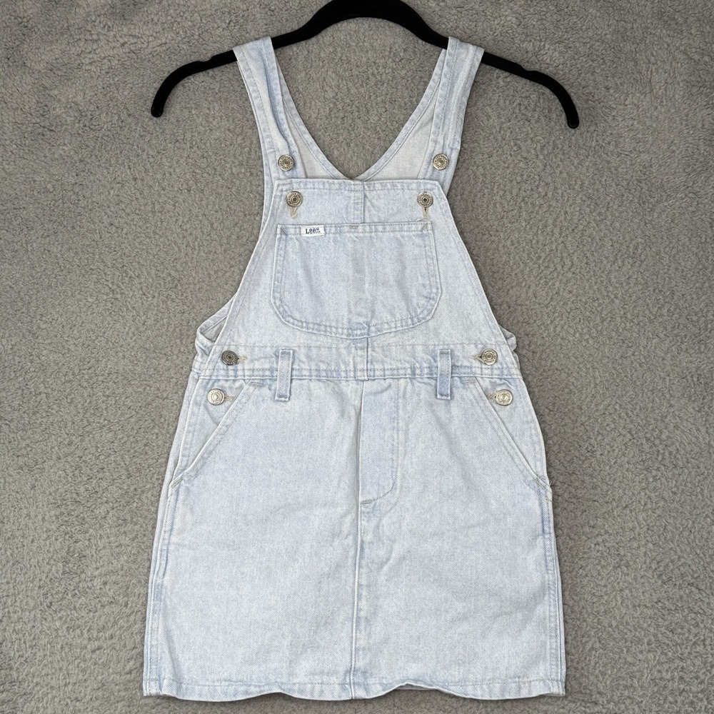 VTG Lee Denim Jumper Dress Overall Girls‎ Sz 8 Classic Retro Knee Length 90s USA
